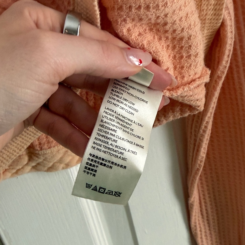 Free People Movement “Too Good” Long Sleeve Layer Top – Peach | Size Small - Picture 6 of 9